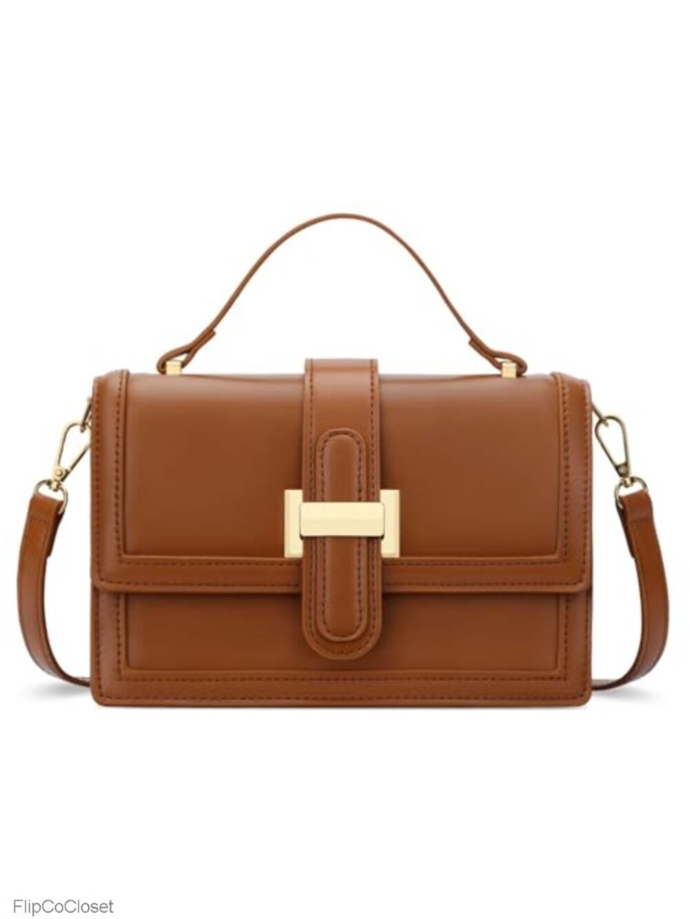 Vegan PU Leather Crossbody Bag Top Handle Small Designer Handbag